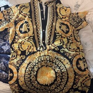 Men's Black and Gold Patterned Shirt
